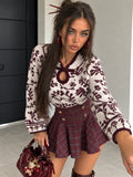 Maglione Floral Chic con Scollo a Goccia – Bordeaux - R.a. Boutique