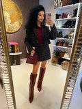Completo in tweed nero bordeaux - R.a. Boutique