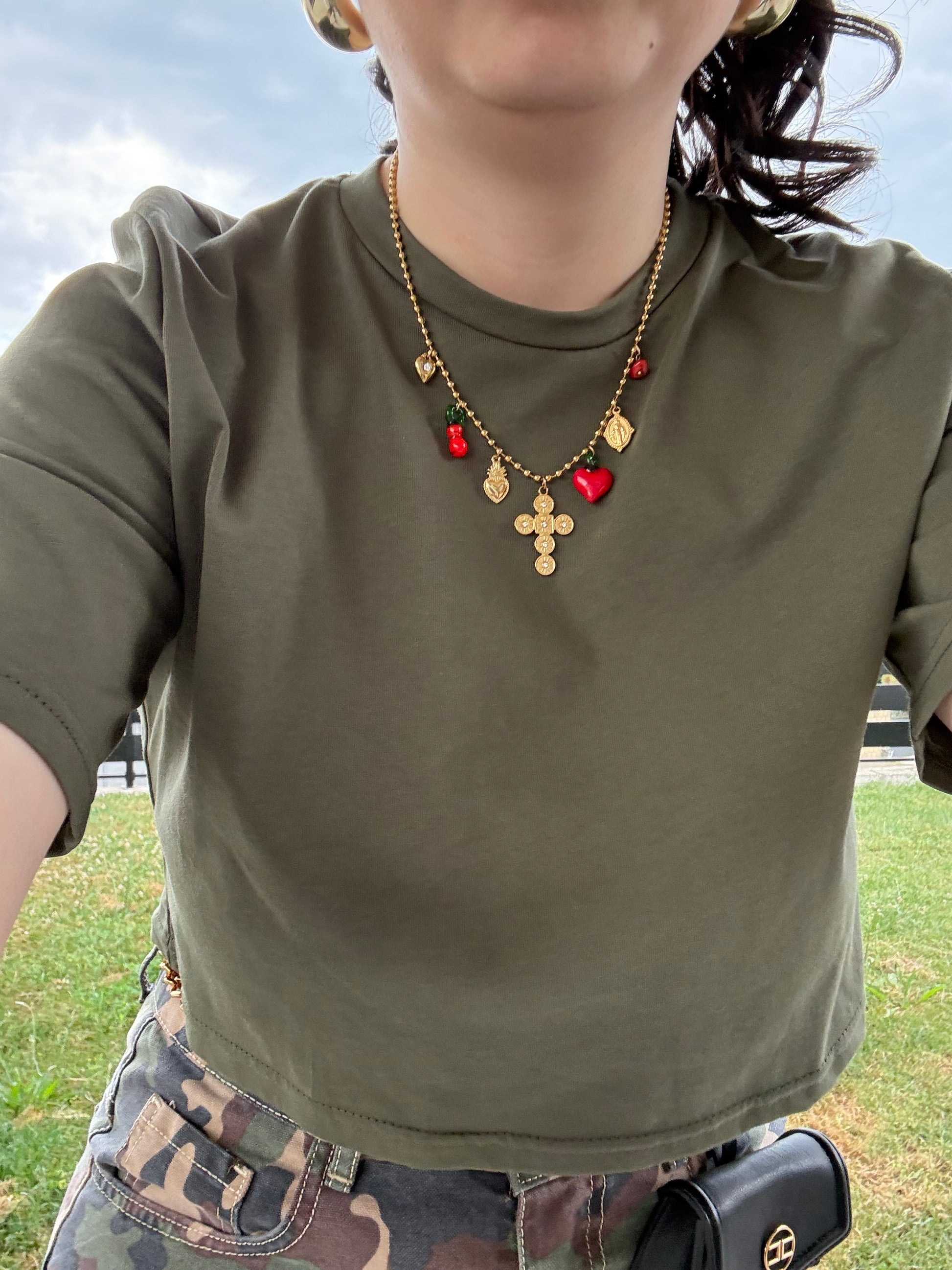 Collana croce e cuore - R.a. Boutique