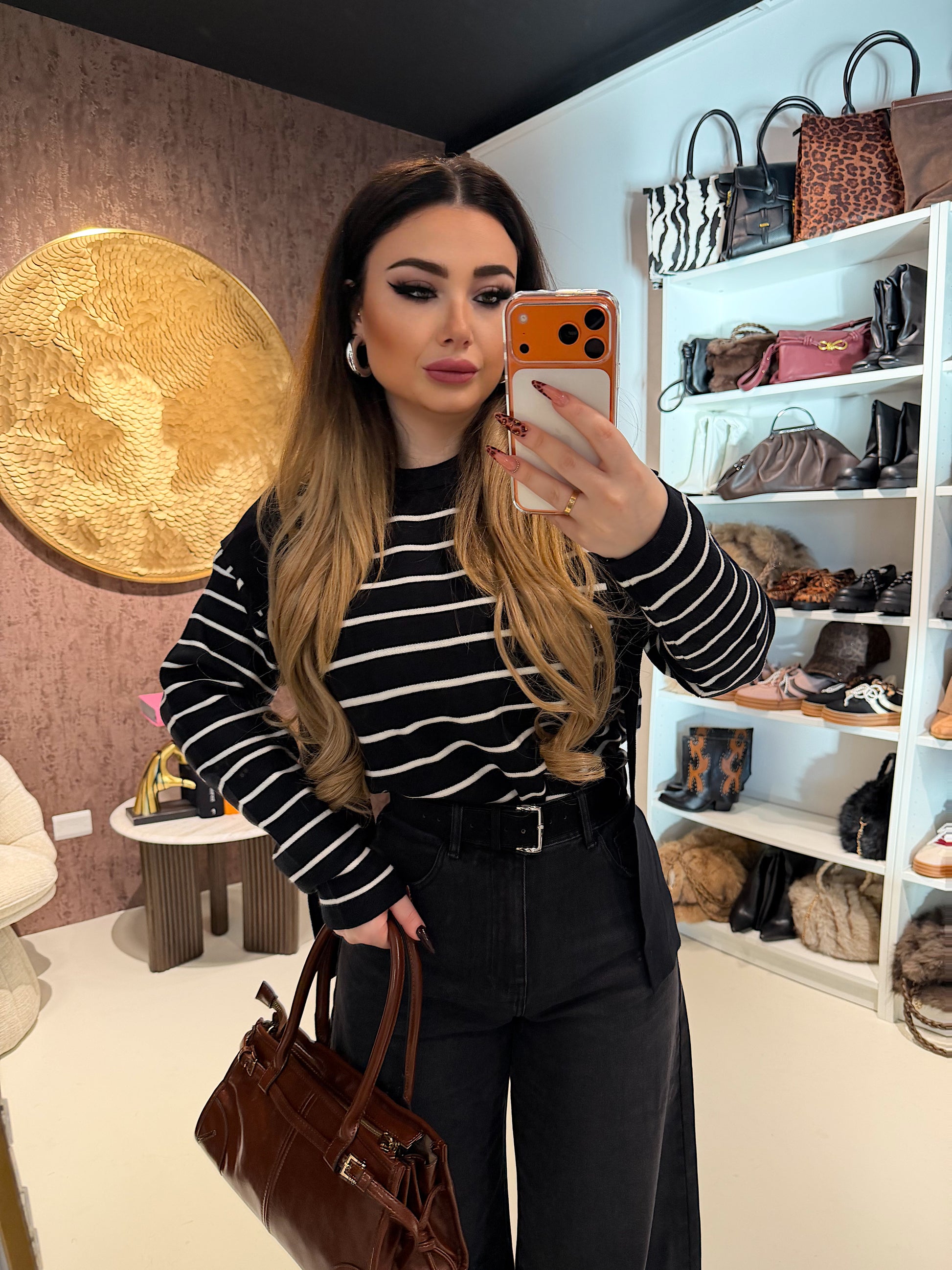 Maglia Parisienne a righe con spalla sciarpa - R.a. Boutique