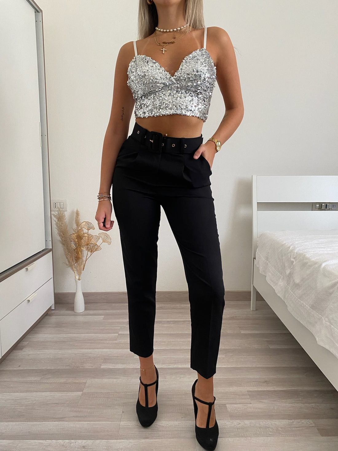Top con paillettes silver - R.a. Boutique 