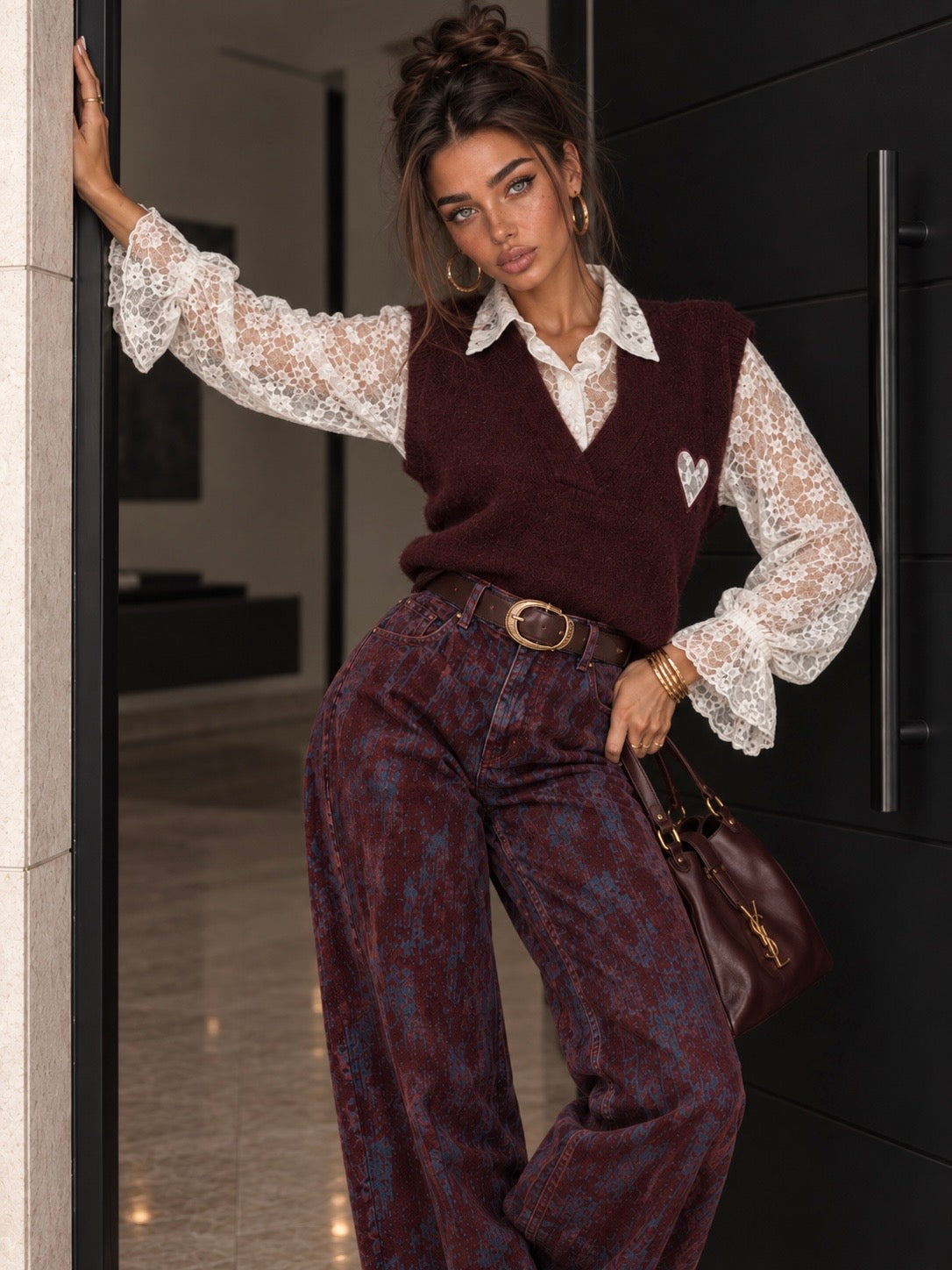 Maglioncino con Camicia in Pizzo Integrata - R.a. Boutique