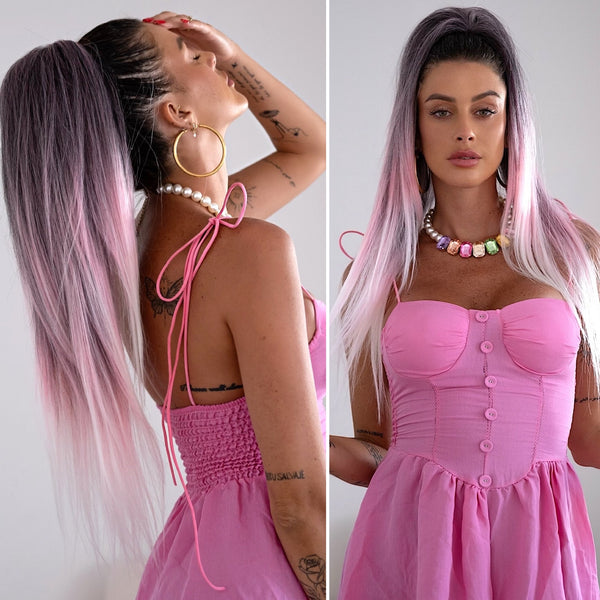 Coda liscia con Coulisse 70cm Rosa Degradè