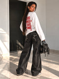 Jeans Barrel Black Washed Star Pockets - R.a. Boutique