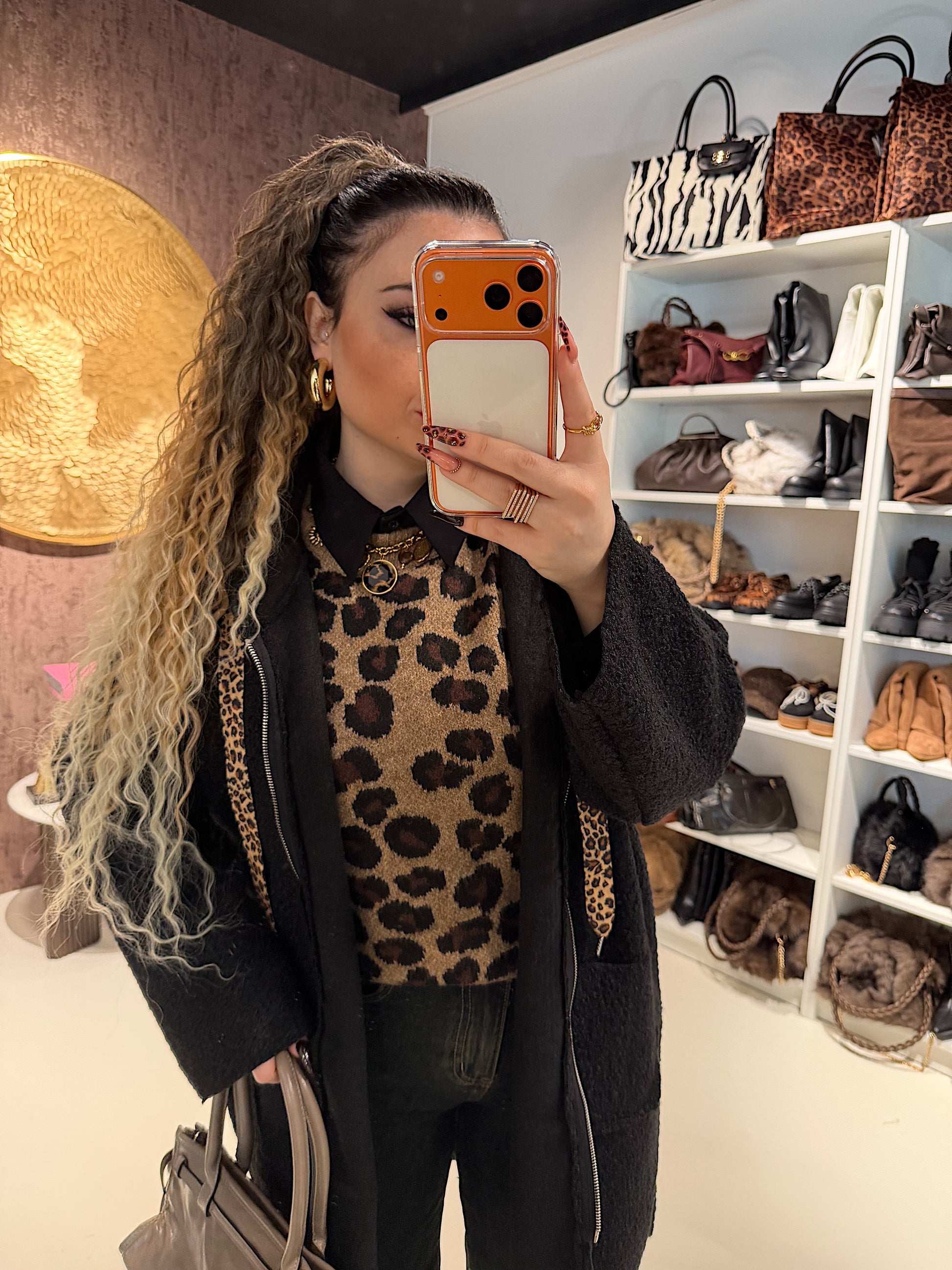 Cardigan Morbido con Cappuccio e laccio Animalier - R.a. Boutique
