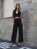 Completo smanicato e pantalone gessato nero - R.a. Boutique 