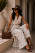 Tuta elasticizzata con pantalone a palazzo - R.a. Boutique