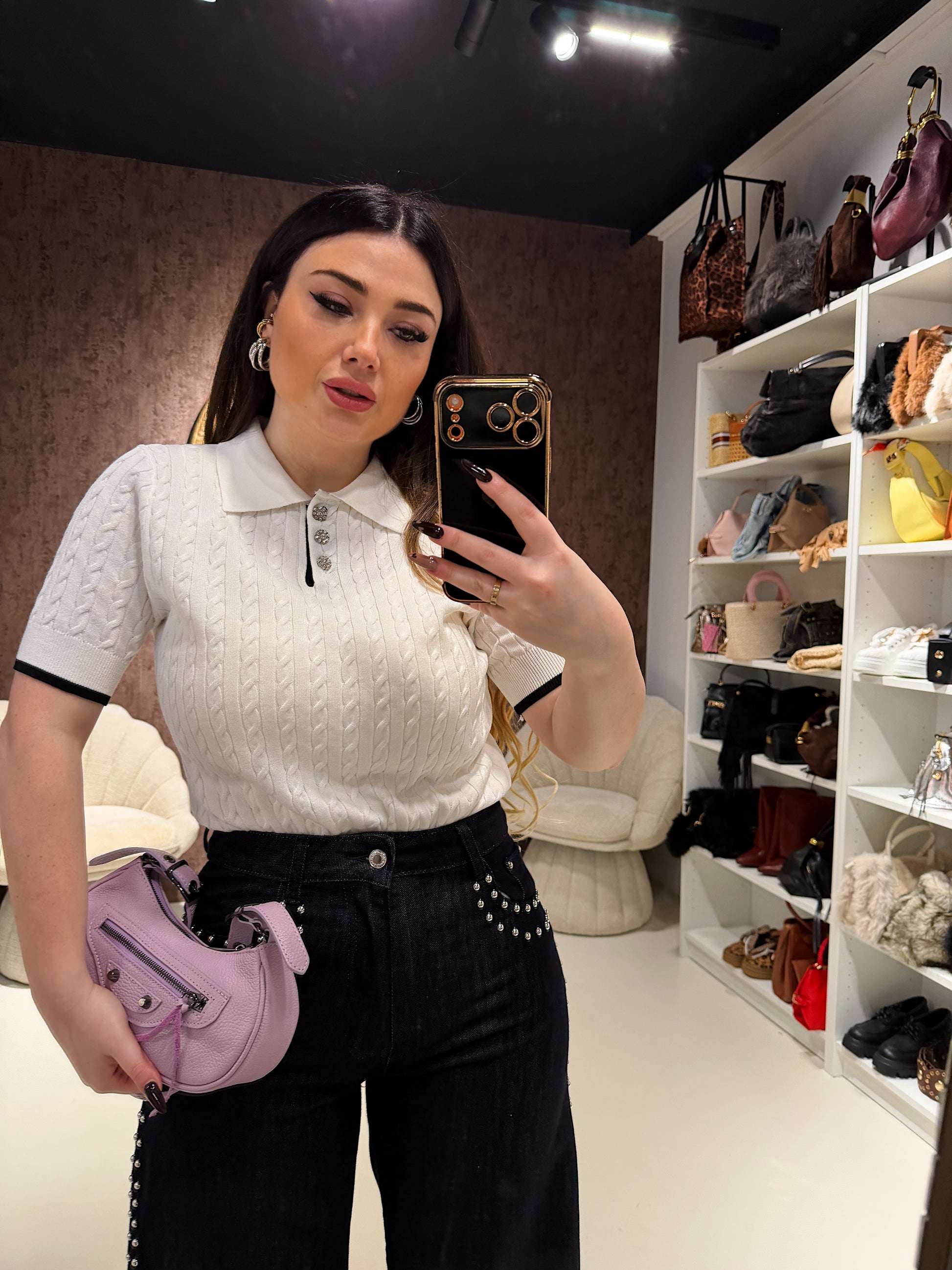 Polo a Trecce bottoni gioiello - R.a. Boutique