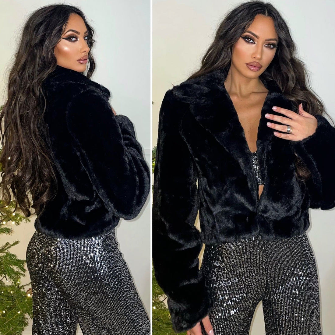 Eco Pelliccia crop nera - R.a. Boutique 