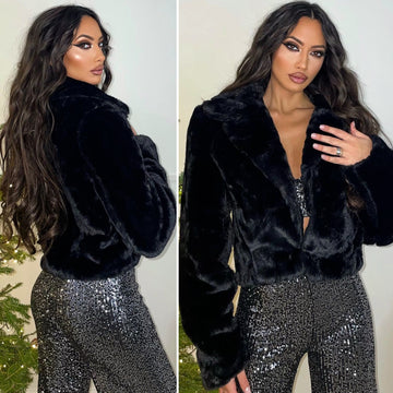 Eco Pelliccia crop nera - R.a. Boutique 