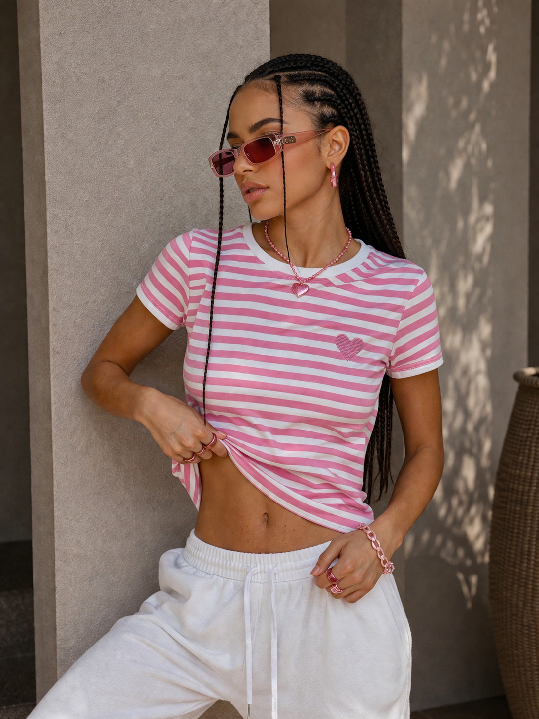 Maglia a righe con cuore - R.a. Boutique