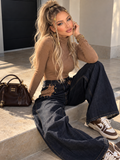 Jeans Palazzo Black Leopard Studs - R.a. Boutique