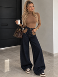Jeans Palazzo Black Leopard Studs - R.a. Boutique