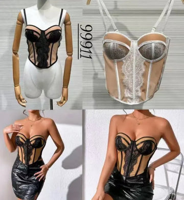 Corpetto bianco nude in pizzo - R.a. Boutique