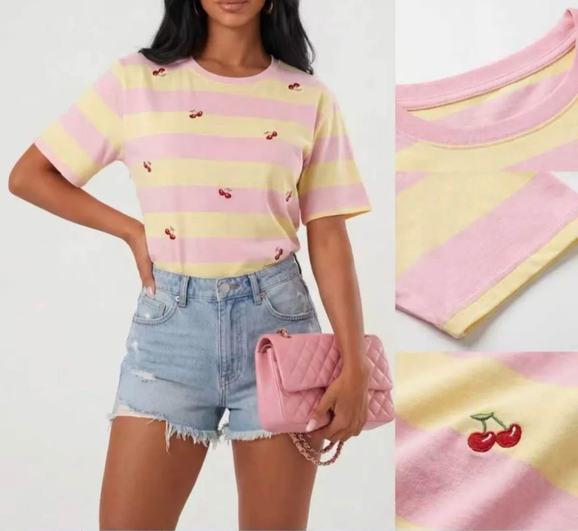 T-Shirt a righe con ciliegie - R.a. Boutique