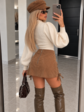 Minigonna Suede Lace-Up con Lacci Frontali - R.a. Boutique