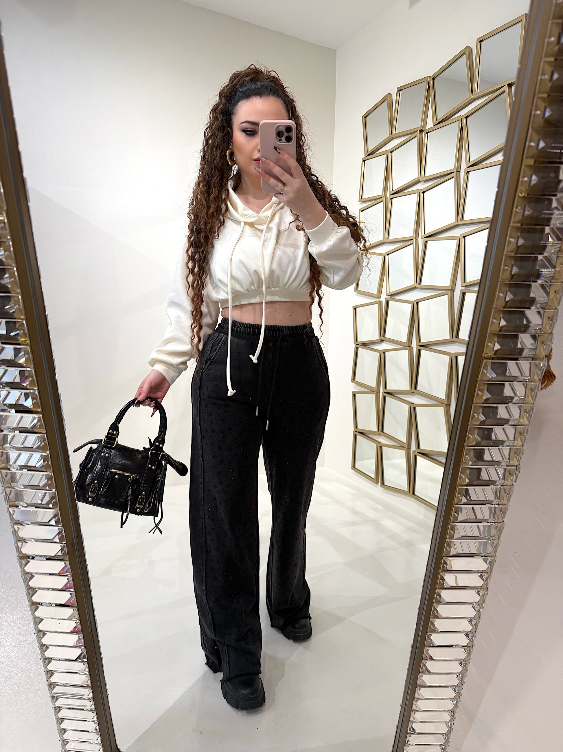 Pantalone con borchie nero - R.a. Boutique