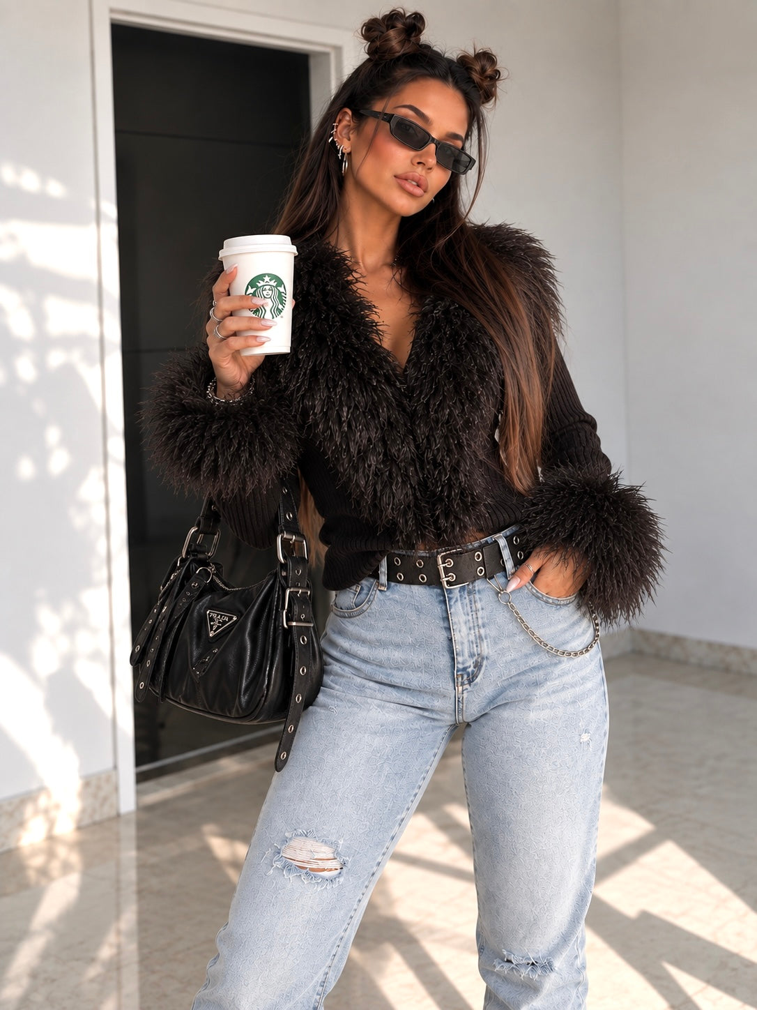 Jeans aderente con cintura e catenina - R.a. Boutique