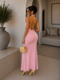 Abito rosa con laccio e scollo - R.a. Boutique