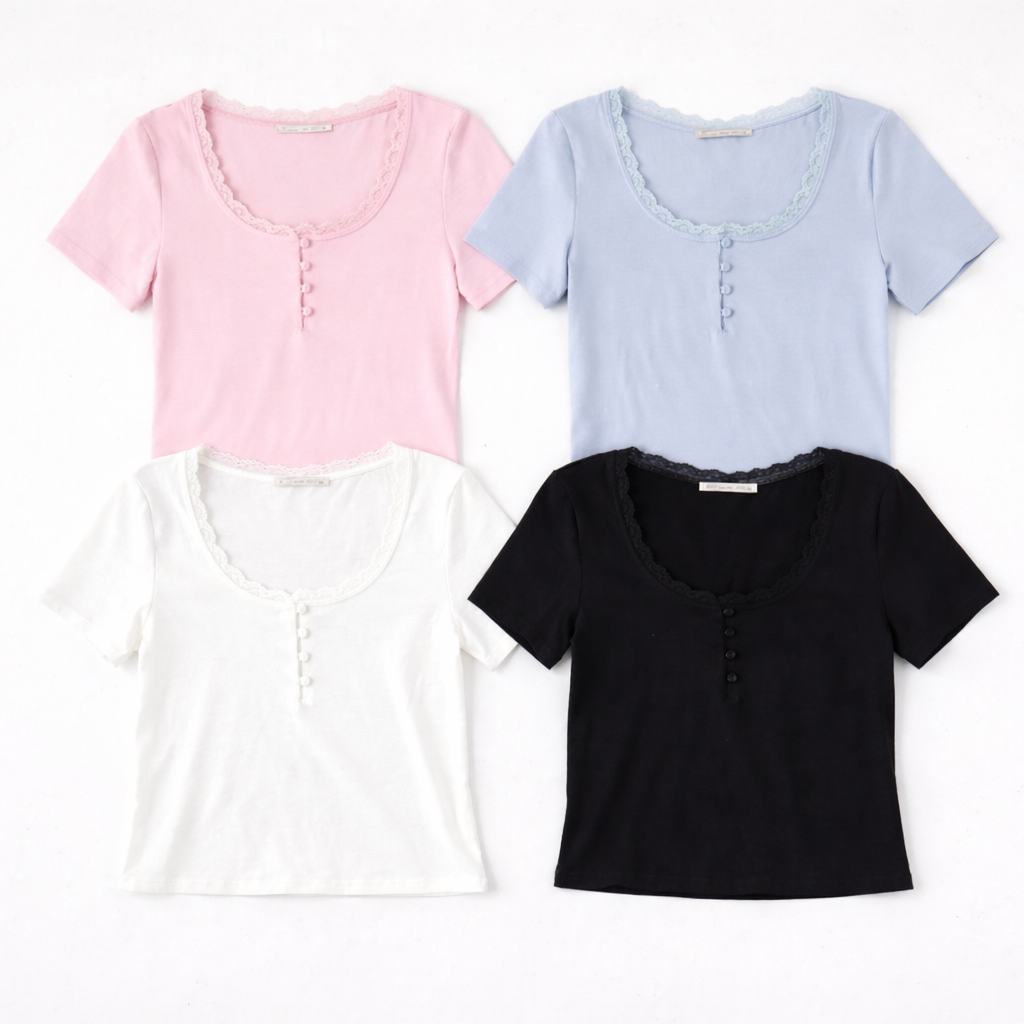 Top con bottoncini e pizzo - R.a. Boutique