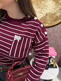 Maglioncino a righe bordeaux - R.a. Boutique