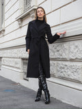 Cappotto nero con cintura - R.a. Boutique 