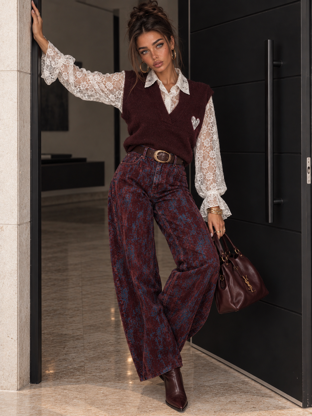 Jeans Balloon Bordeaux – Effetto Vintage - R.a. Boutique