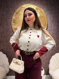 Maglioncino con cuore e dettagli bordeaux - R.a. Boutique