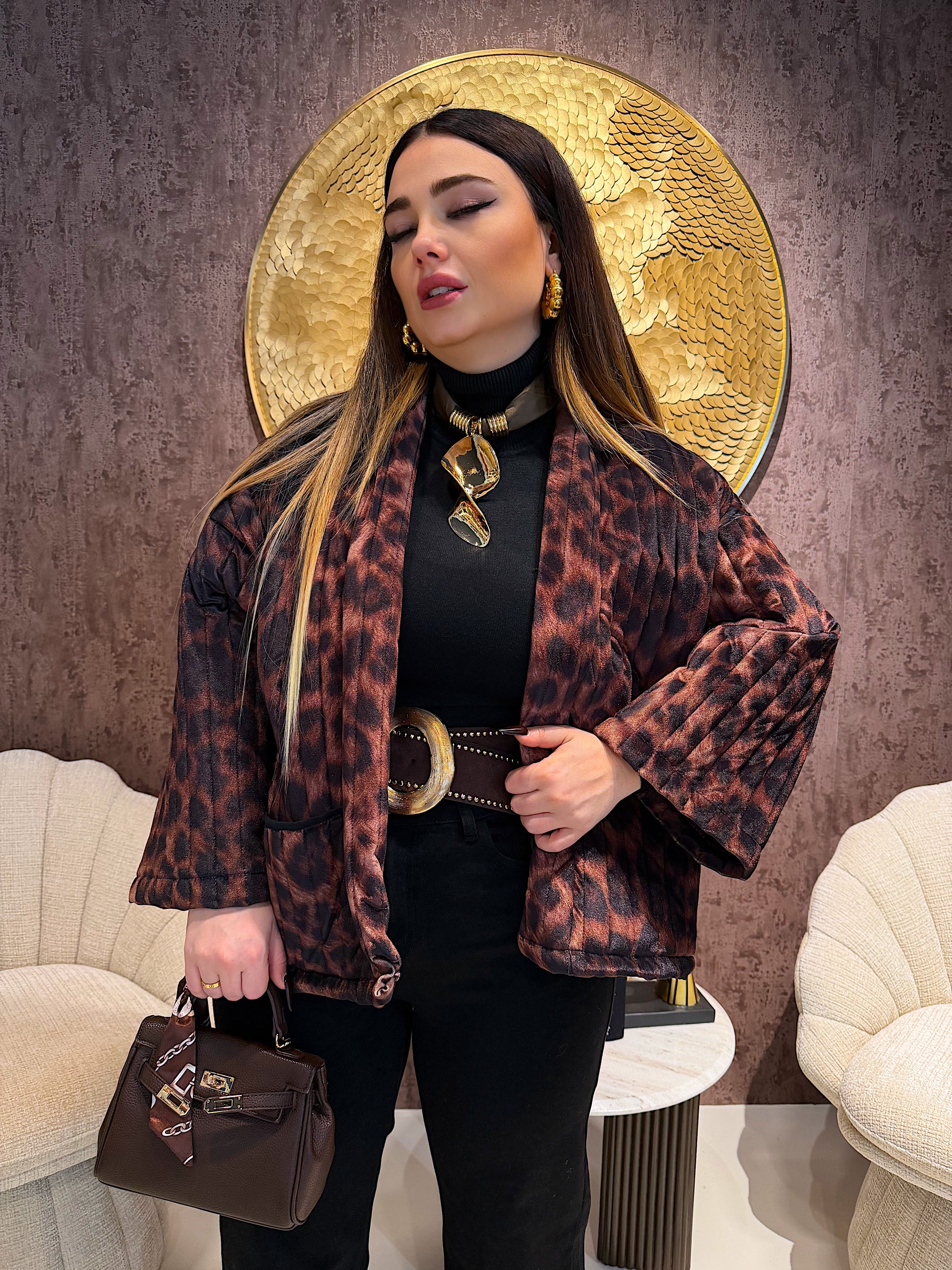 Giacca animalier manica ampia - R.a. Boutique