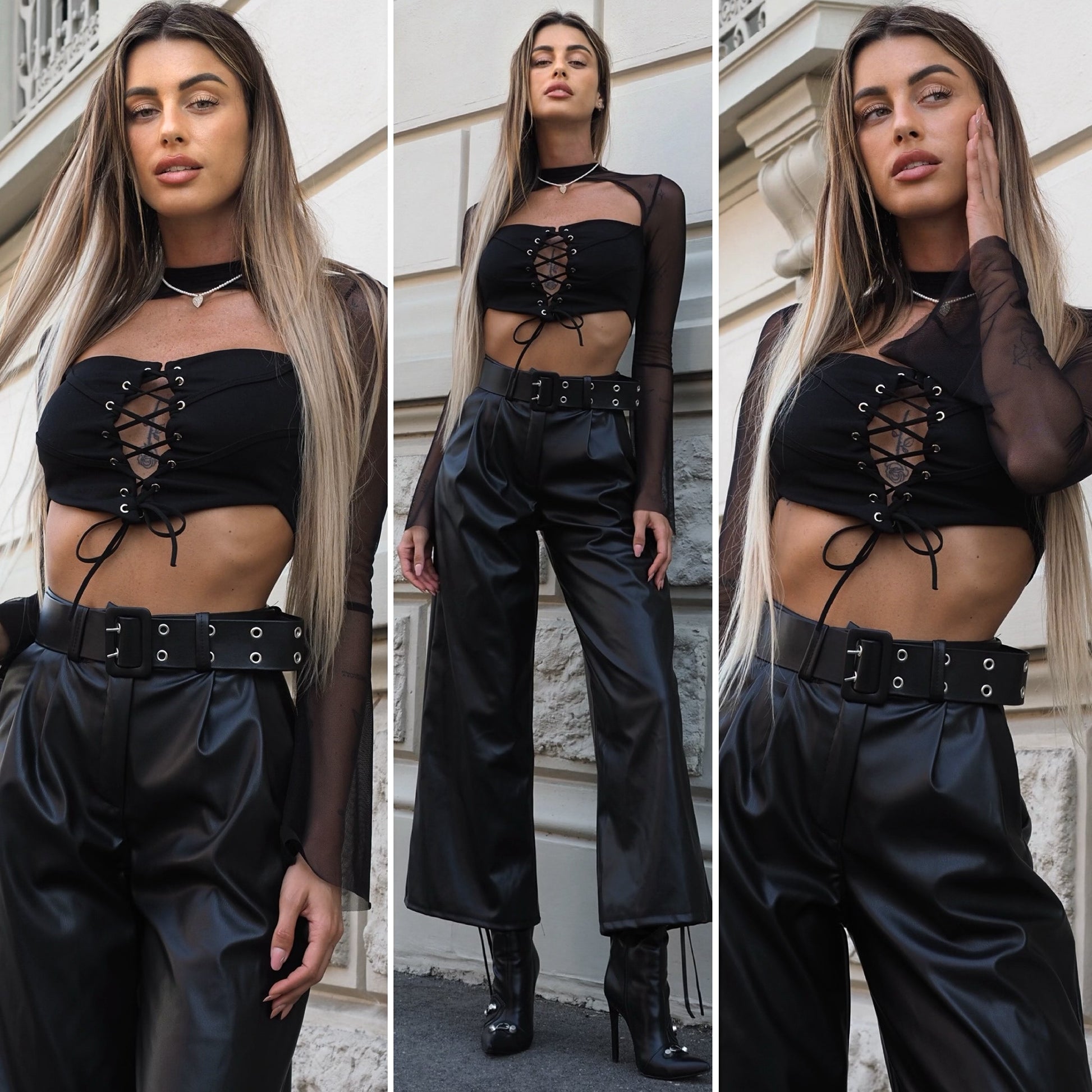 Blusa in velo con lacci - R.a. Boutique 