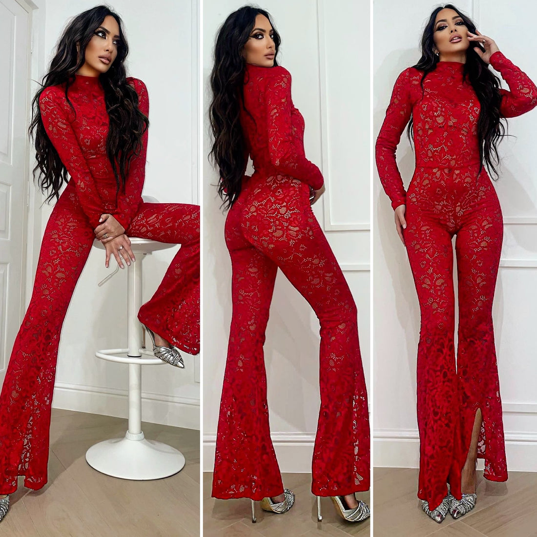 Tuta rossa in pizzo - R.a. Boutique 