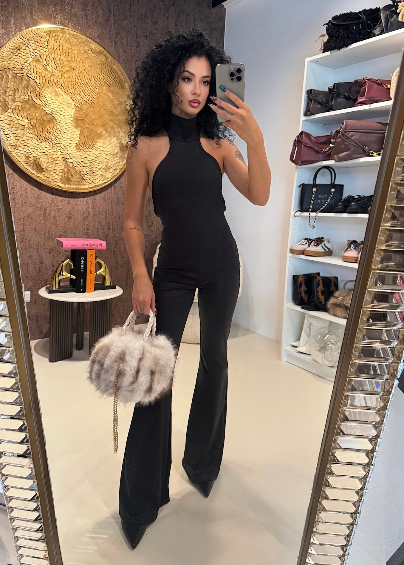 Tuta choker schiena aperta nero - R.a. Boutique