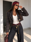 Gonna in tweed nero bordeaux - R.a. Boutique