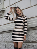 Abito in maglia crema nero a righe - R.a. Boutique 