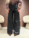Pantalone in ecopelle con cintura - R.a. Boutique