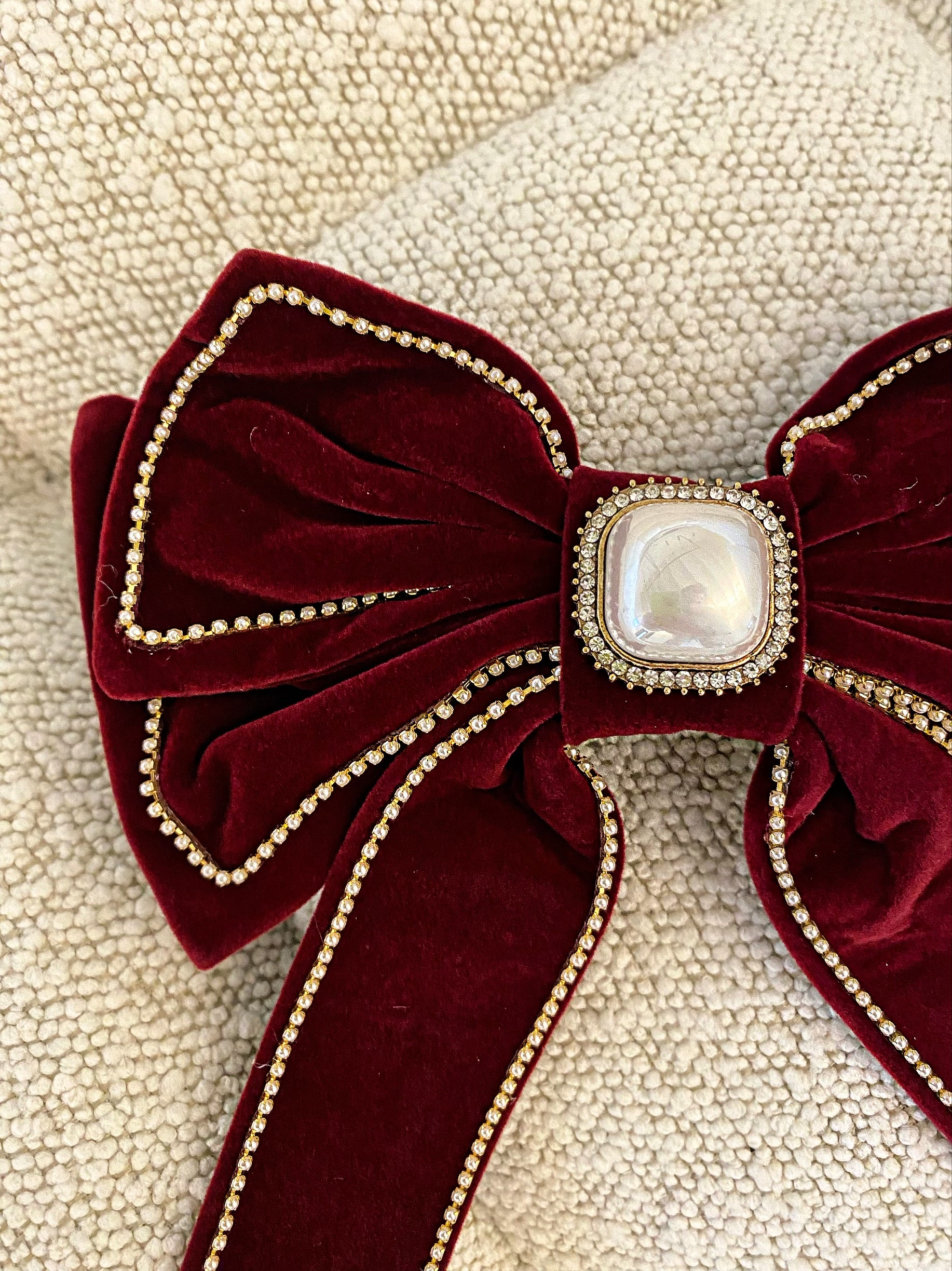 Fiocco per capelli con perla e strass - R.a. Boutique 