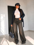 Completo Denim Dark Brown – Giacca Crop & Pantalone Flare - R.a. Boutique