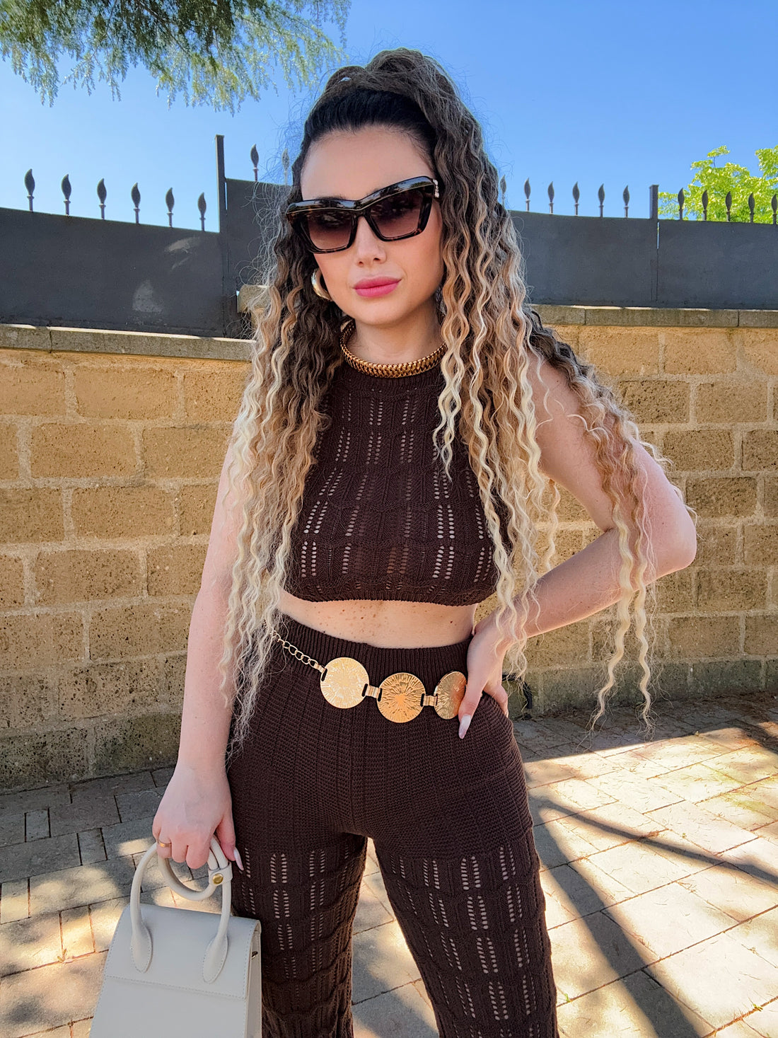 Completo crochet marrone - R.a. Boutique