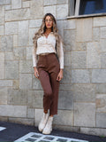 Pantalone vita alta choco - R.a. Boutique 