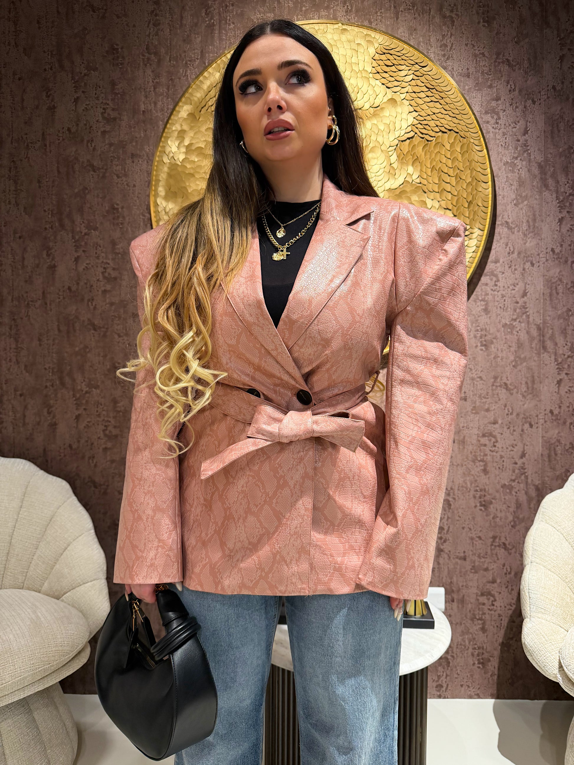 Blazer Rosa con Cintura - R.a. Boutique