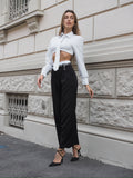 Pantalone nero con dettaglio bianco - R.a. Boutique 