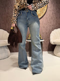 Jeans con borchie e dettaglio maculato sul retro - R.a. Boutique