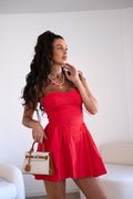 Abito rosso con gonna a ruota - R.a. Boutique 