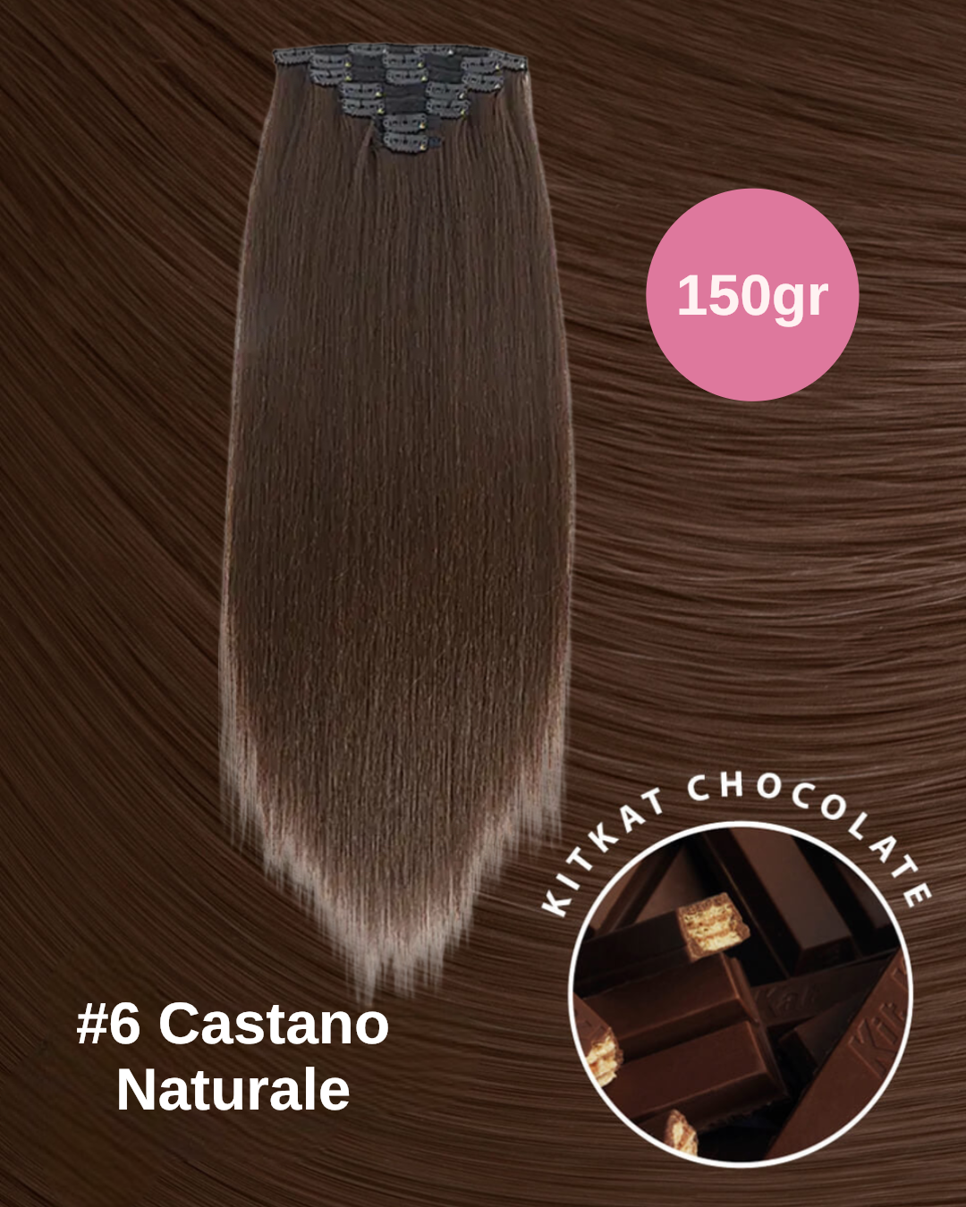 Extension 150gr 7 clip Castano Naturale 60cm - R.a. Boutique