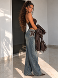 Jeans a Gamba Ampia con Stelle e Strass - R.a. Boutique