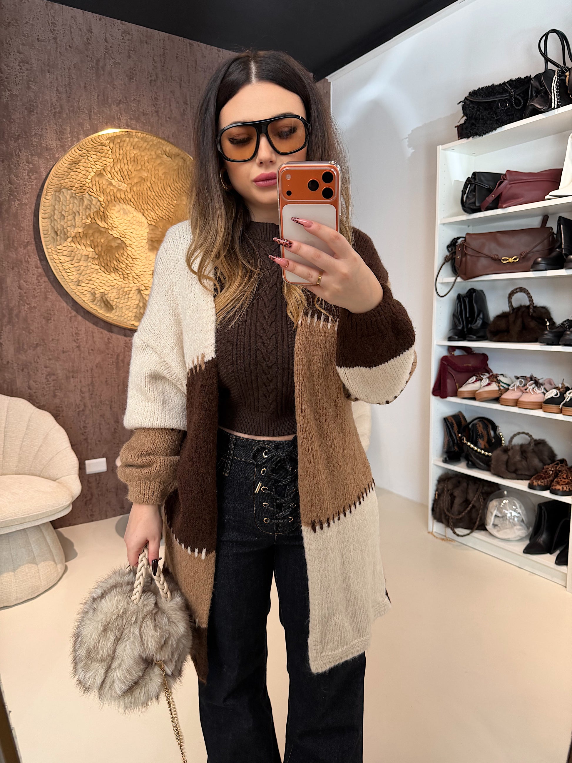 Cardigan a Blocchi 2 colori - R.a. Boutique