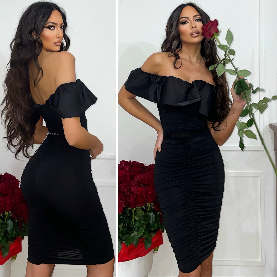 Abito nero push up con scollo - R.a. Boutique 