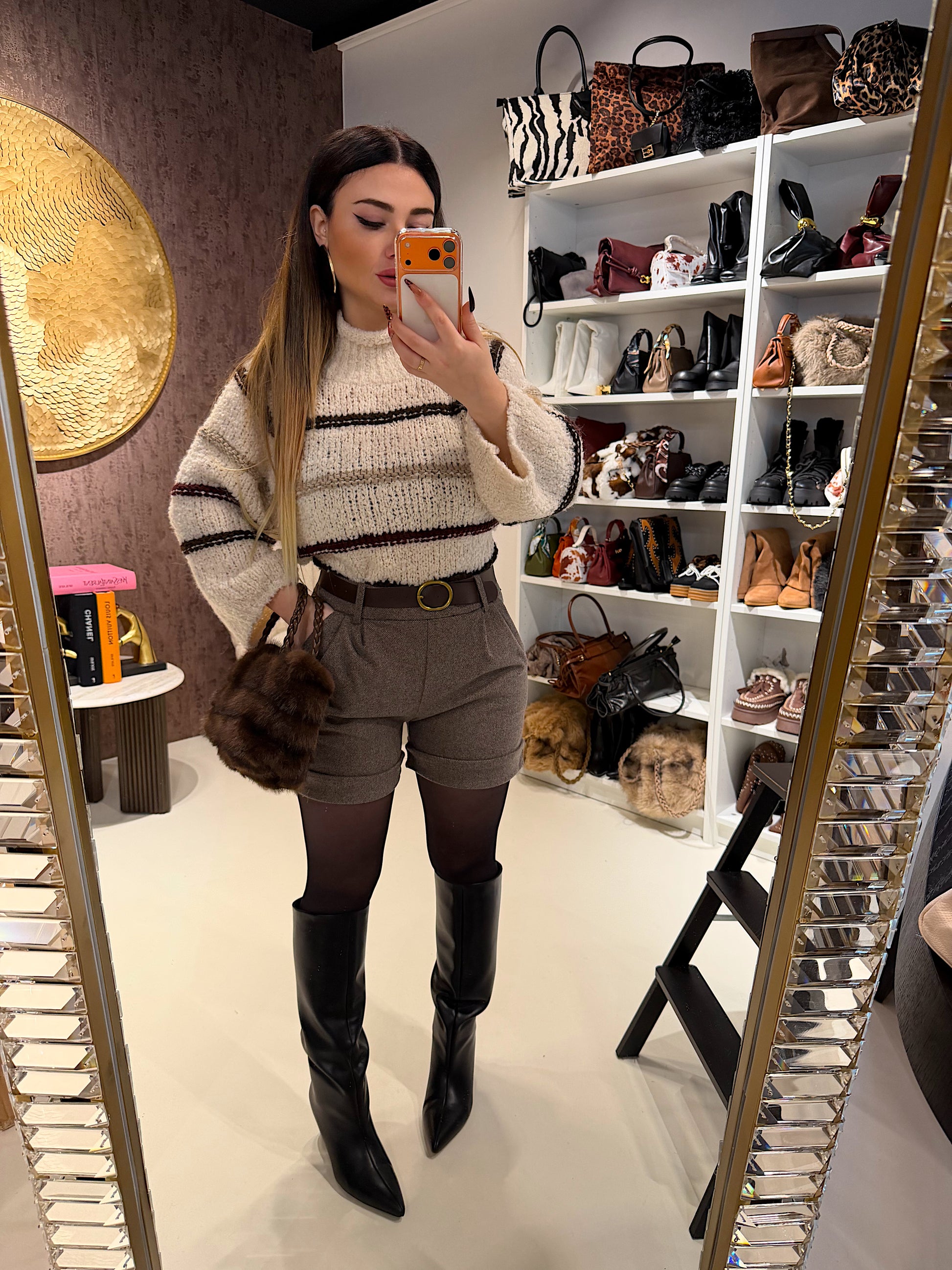 Short in panno con cintura - R.a. Boutique