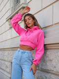 Felpa crop rosa barbie con lacci - R.a. Boutique 