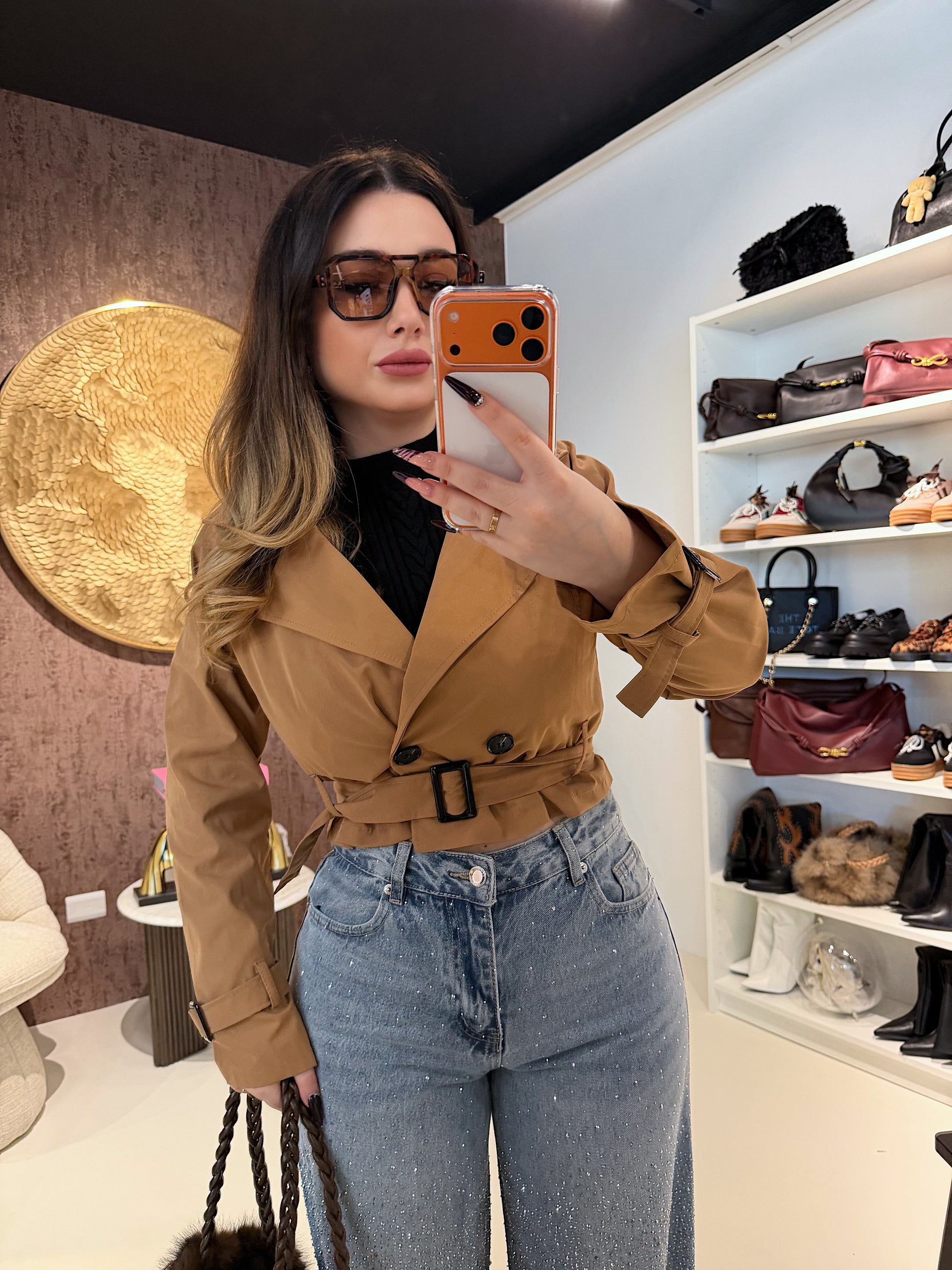 Trench corto donna con cintura - R.a. Boutique